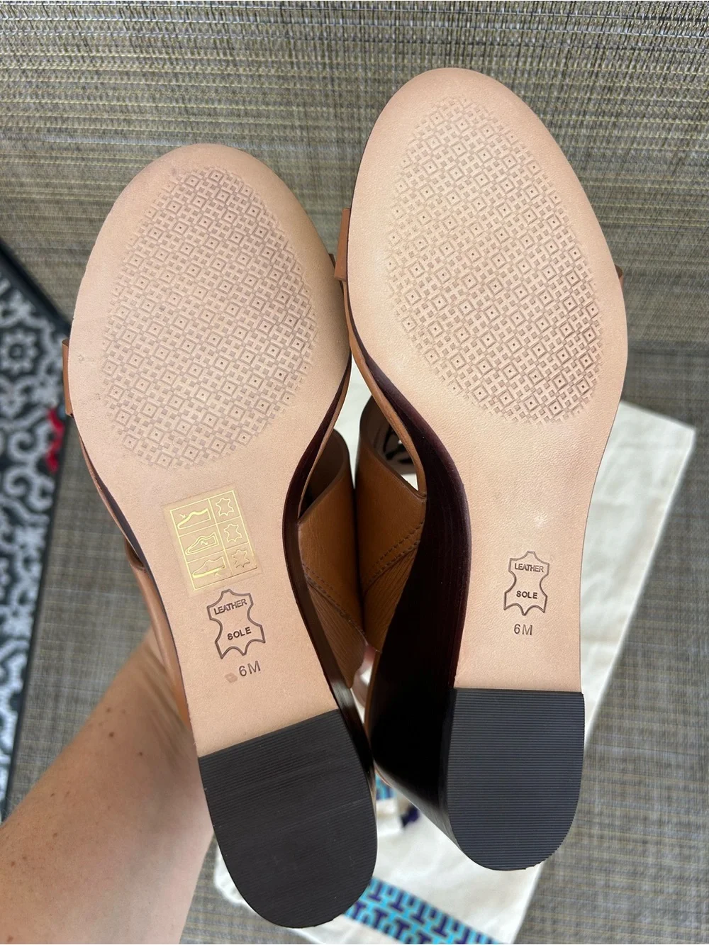 Auth NEW Tory Burch Sz 6 Metal miller Wedge heels tan brown 65mm Leather Sandals